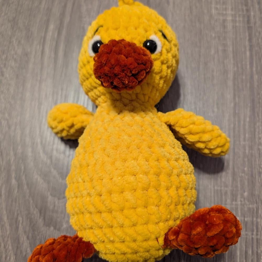 Handmade Crochet 9" Yellow Duck Stuffed Toy Plushie - Picture 5 of 5